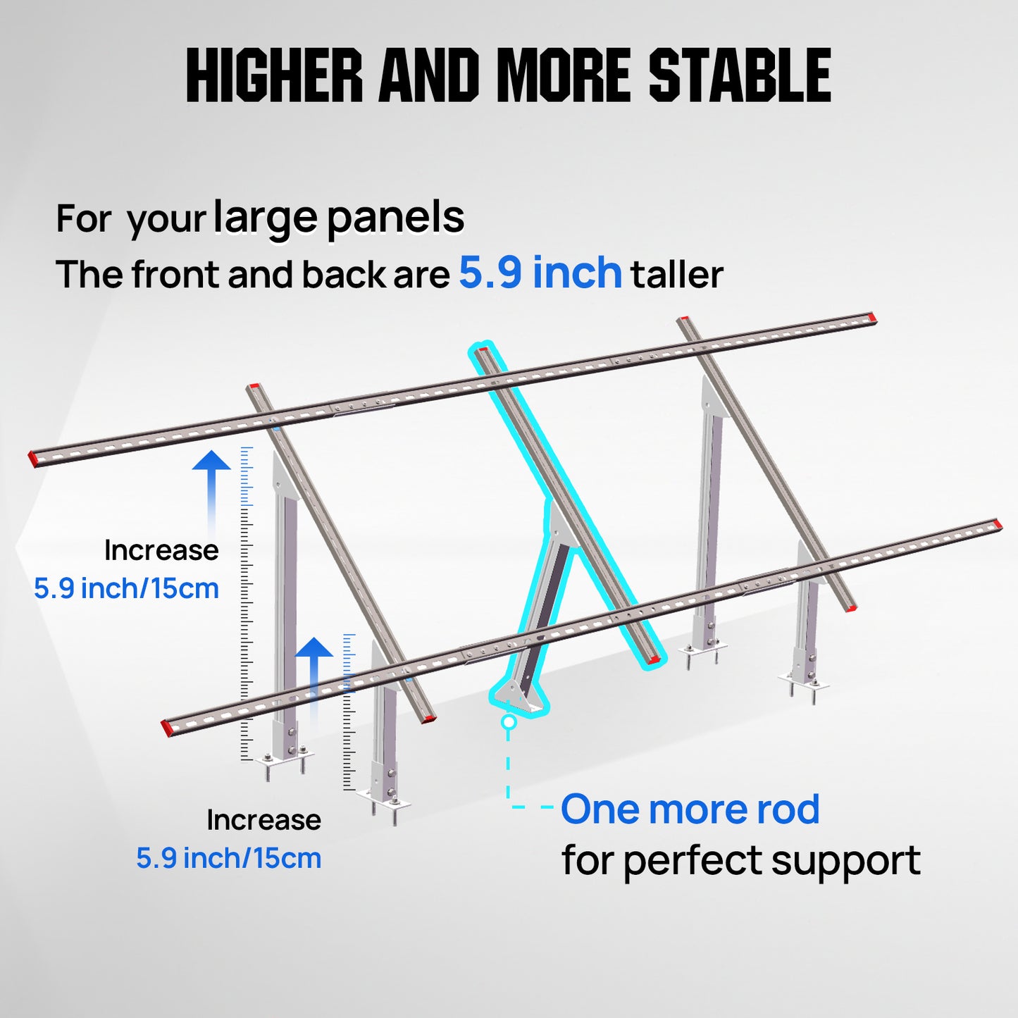 Updated Adjustable Multi-Piece Solar Panel Mounting Brackets for 5-8 Pieces of 200W 300W 400W Solar Panels