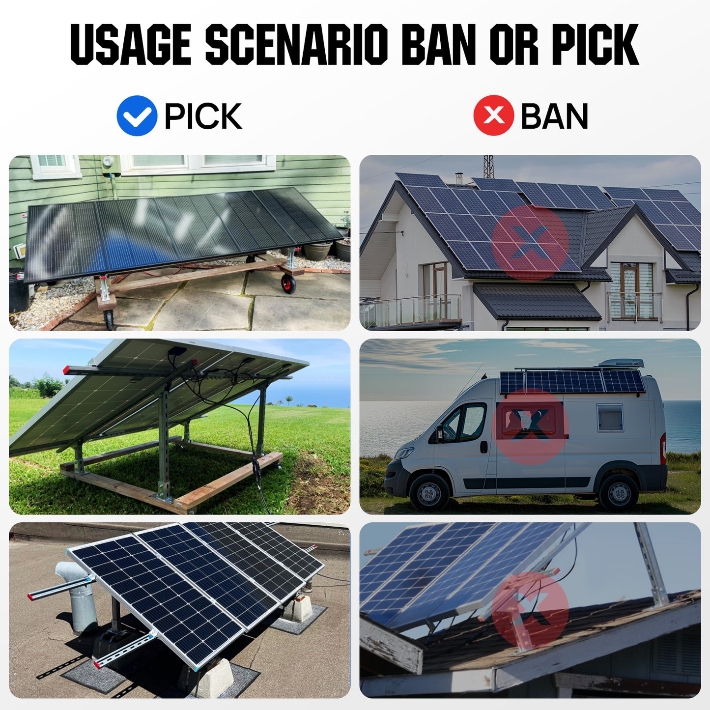 Updated Adjustable Multi-Piece Solar Panel Mounting Brackets for 5-8 Pieces of 200W 300W 400W Solar Panels