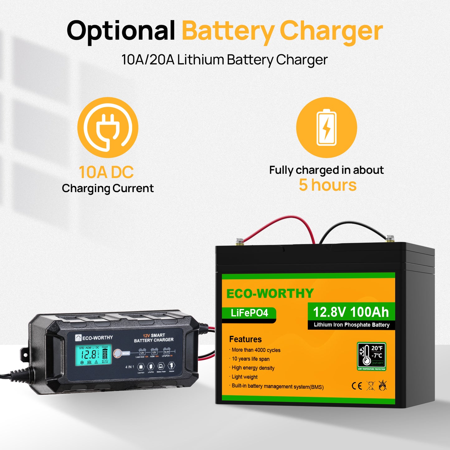 LiFePO4 12V 100Ah Lithium Iron Phosphate Battery With Low Temperature Protection